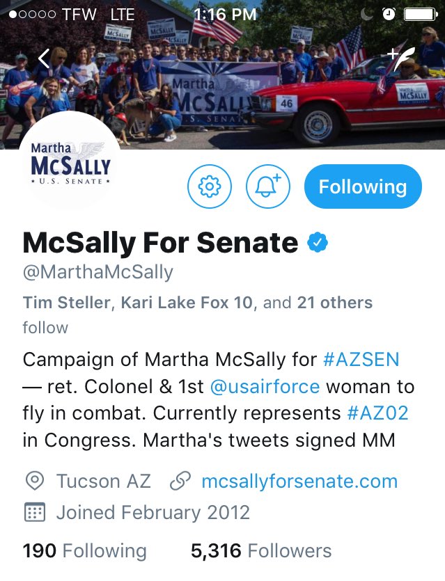 RealSheriffJoe's tweet photo. DID YOU KNOW? Facts we will share the facts...let you be the judge. @RepMcSally @MarthaMcSally has substantially less numbers of twitter followers than @RealSheriffJoe. @POTUS @realDonaldTrump knows who is winning this Primary the Arizonans will go to D.C. w/Arpaio ~ #TeamArpaio https://t.co/w2NrokgrjS