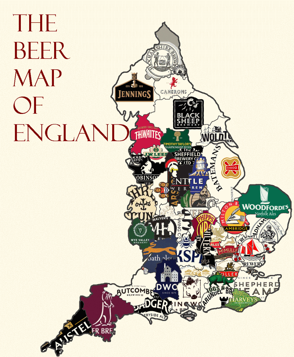 BeautifulMaps's tweet photo. Beer Map of England https://t.co/JCG0oi8r9z