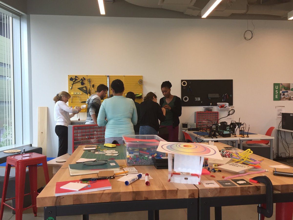 designNPS's tweet photo. Inspirational group of teachers in MakerLAB @cornell_tech today! @elizgerber your mockups deck was well received and a key to jump start design thinking for thus 3D Printing Workshop #design #3dprint #makered #middleschool #hpcms #makingforlearning https://t.co/RVSyOAR0Bq
