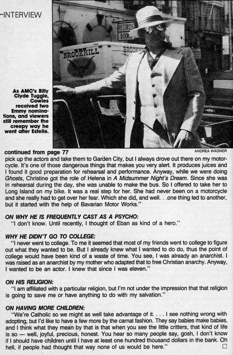 Off topic - an interview with Matthew Cowles. I really enjoyed it, especially because he talks about Christine and how they met. 
#christinebaranski #matthewcowles