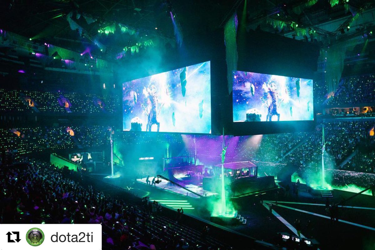 #TI8 has transformed Rogers Arena in Vancouver, BC into a battleground #creativiva #entertainment #production #aerialsilks