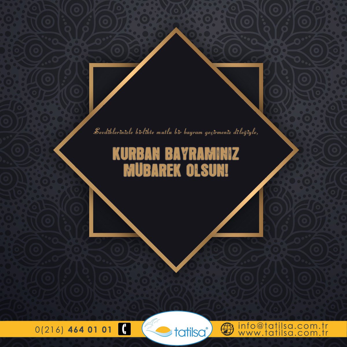 Sevdiklerinizle birlikte mutlu bir bayram geçirmeniz dileğiyle Kurban Bayramınız Mübarek Olsun. #KurbanBayramı