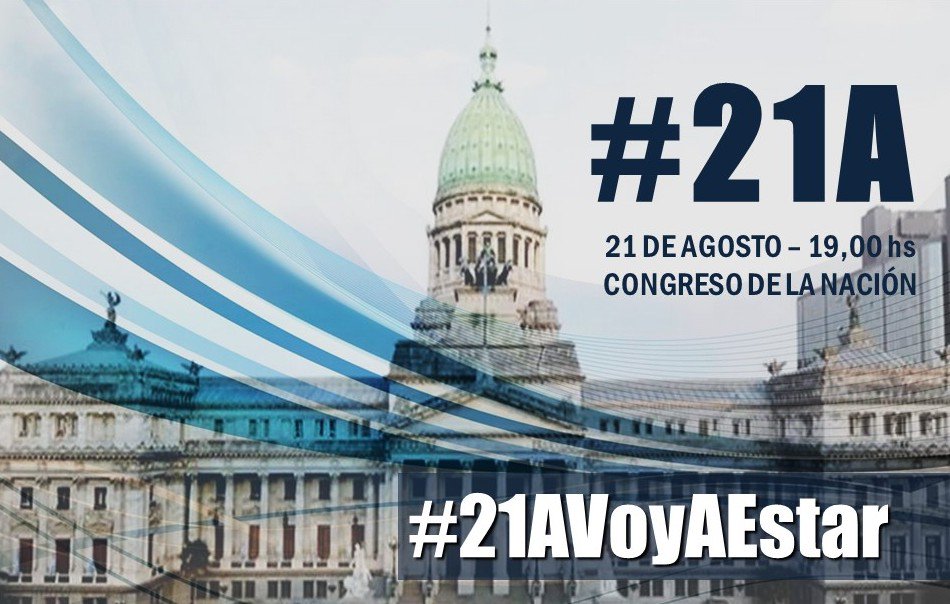 ATENCIÓN: A partir de las 19hs les propongo tuitear con el hashtag #21AVoyAEstar por la convocatoria de mañana al Congreso para reclamar la aprobación de la Ley de Extinción de Dominio, desafuero a CFK y allanamientos.

Súmate 💪 y da RT a éste tweet así se enteran todos. Gracias