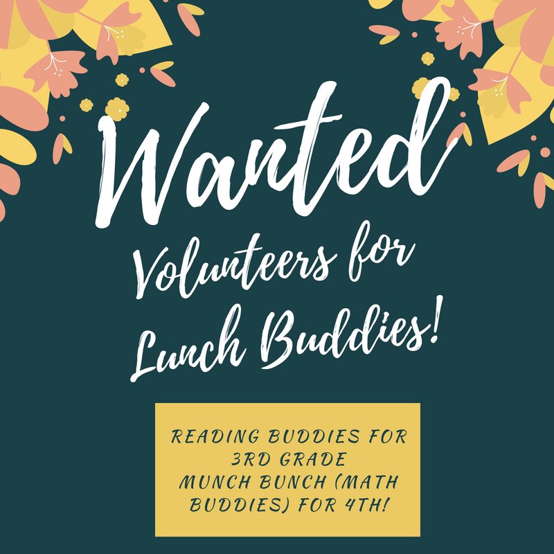 We are in search of parents, community members, and business partners to come and spend time with our students during their lunch time to building reading and math skills. Will you be the one to make a difference in a students learning goals? Contact the school for details!