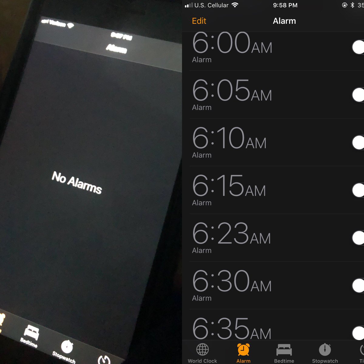 jess_puls3's tweet photo. Jacobs alarm clock vs my alarm clock... https://t.co/xMmP5wHAPX