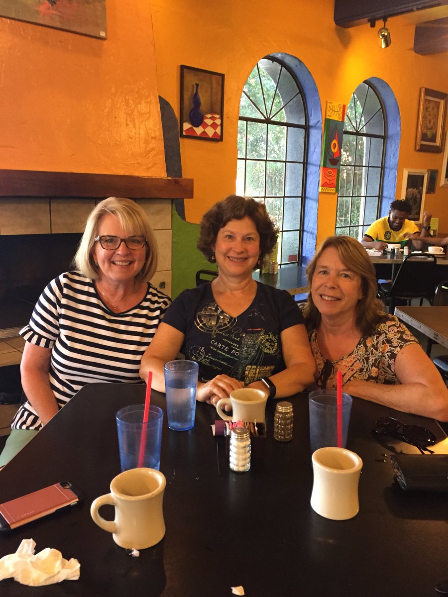 First day of school and retired teachers go out for breakfast.  We taught in Richardson ISD.  We represent specials (music and PE).  We have great respect for our friends and colleagues who impact & enrich students’ lives every day. #RISDGreatness #Retiredandlovingit