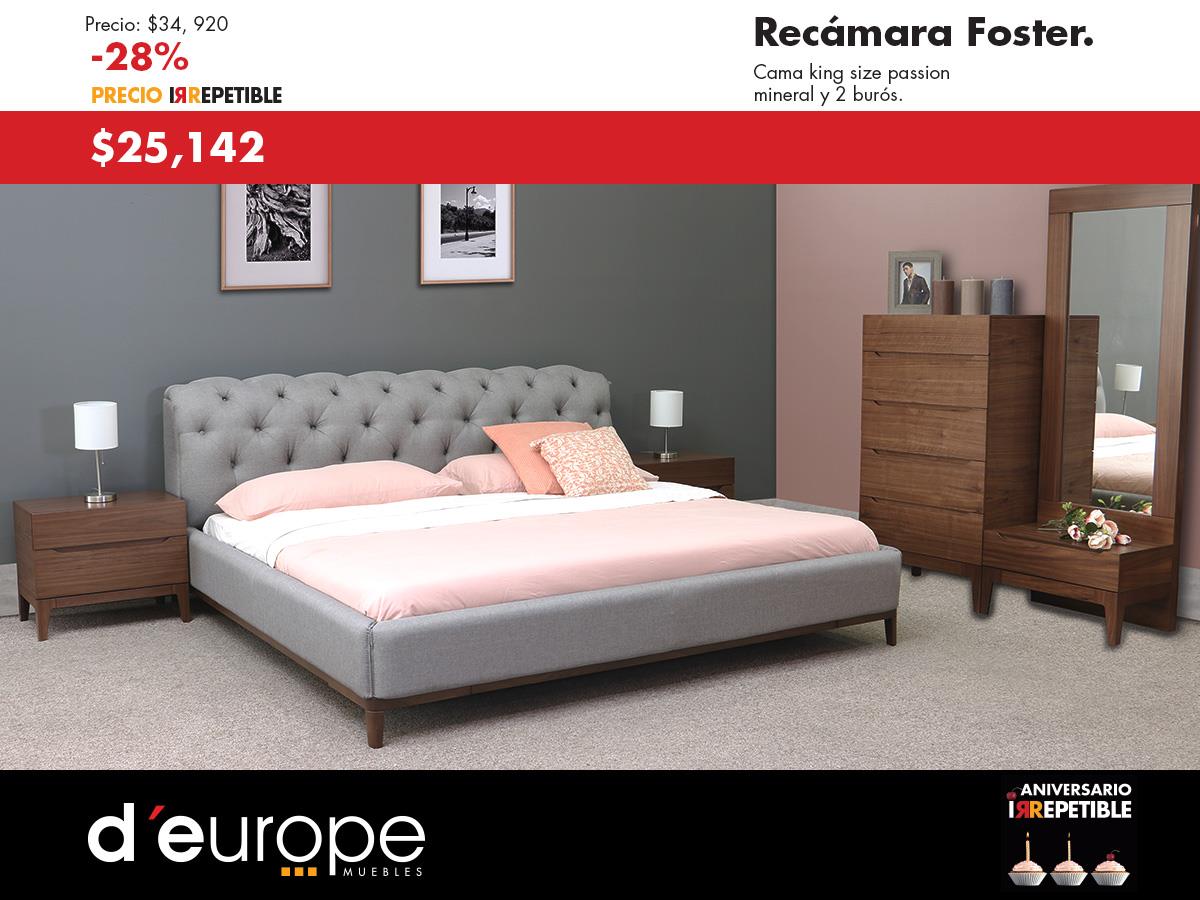 ¡Seguimos de manteles largos con la venta de Aniversario, no dejes pasar esta gran oportunidad! Adquiere la confortable Recámara Foster a un precio irrepetible, en cualquiera de nuestras sucursales.
