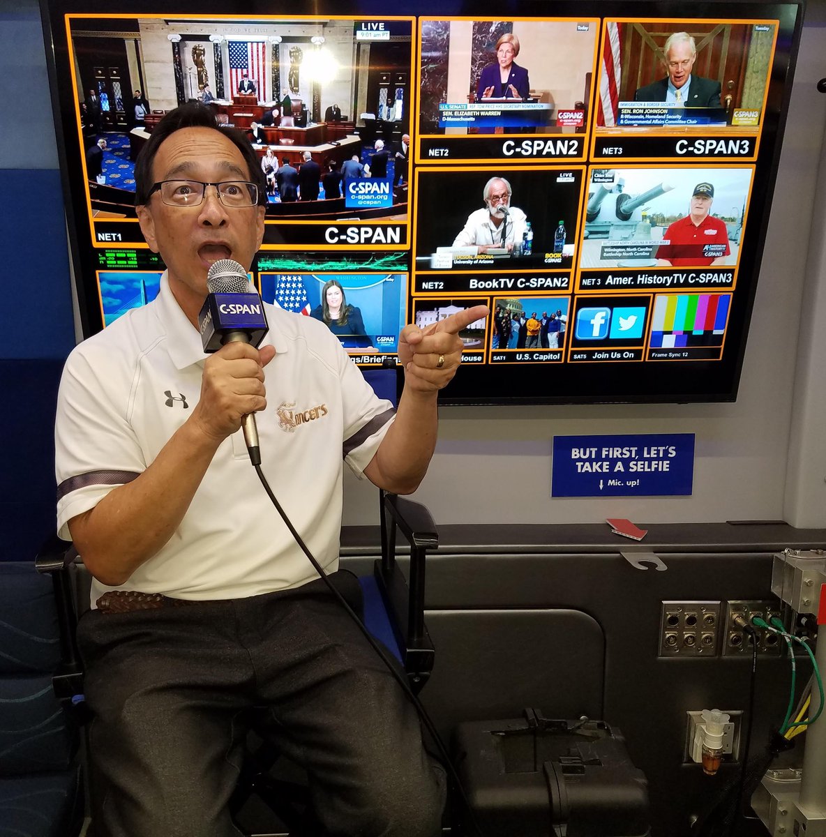 BettyOWhite's tweet photo. Mahalo @CSPANBus! Academy students &amp; teachers had the unique opportunity to tour the #CSPANBus during it's #50CapitalsTour. The bus acts as a multi-media ambassador spreading the word about @CSPAN's public affairs programming &amp; extensive online resources. https://t.co/lDGSgzxo4b https://t.co/LumMSCJOD6