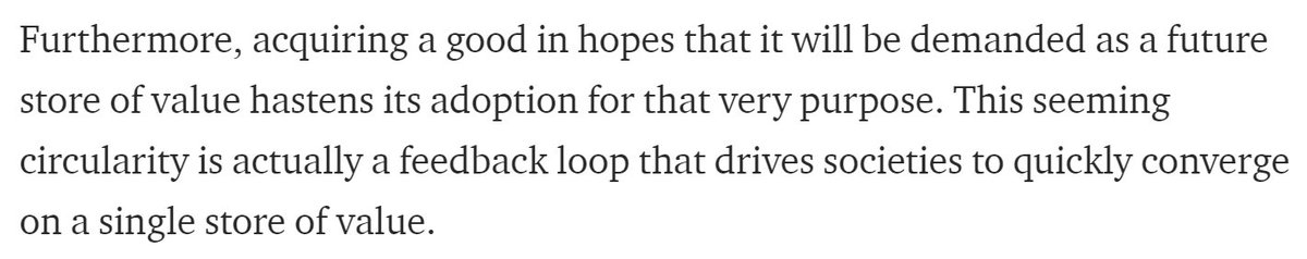 9/  #Bitcoin   HODLers have grokked this fundamental economic lesson and by holding Bitcoin as it appreciates, they are actually hastening its eventual evolution to becoming a fully fledged global money.