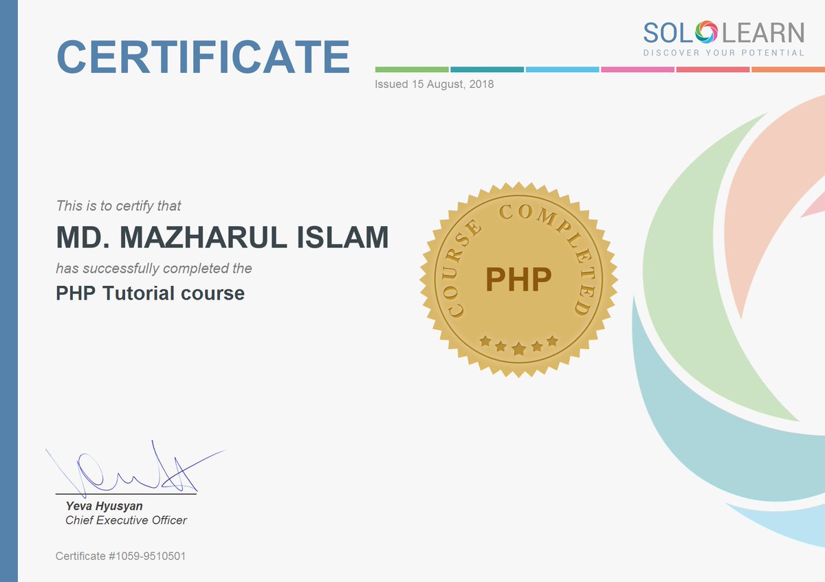 mishajib1's tweet photo. #PHP__Certicate___From_____SoloLearn___________
#Yahoo____ https://t.co/x5ql1M7GJL