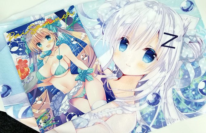 羽霜ゆき(@hashimoyu)の夏コミ新刊とタオル
イラストどれもめっちゃ可愛いですよ～夏なので薄着な子が多いのがとてもよきです…( ˘ω˘)
私はねむみちゃん(タオルの子)推しです 
