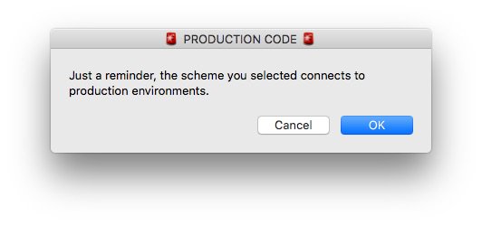 cwagdev's tweet image. If you use Xcode Schemes to differentiate between connecting to Production and Staging environments this is a nice little reminder. I’ve often had brief panic attacks that I was testing in production.