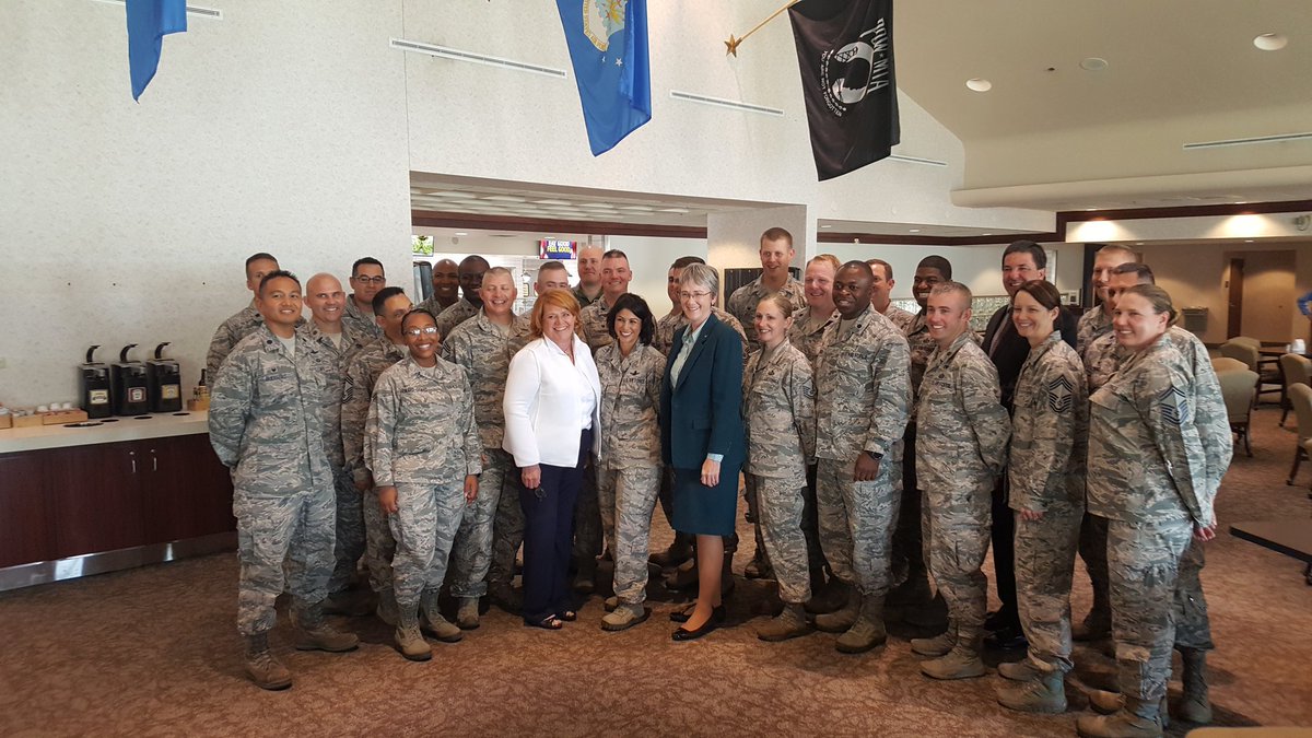 SenatorHeitkamp's tweet photo. Had a great visit to #GrandForks @319ABW #GlobalHawkBase w/ @SecAFOfficial Wilson &amp; base leadership for an update on base operations &amp; the #GlobalHawk mission providing essential intelligence, surveillance, &amp; reconnaissance to combatant commanders across the globe https://t.co/kX8nhznJVB