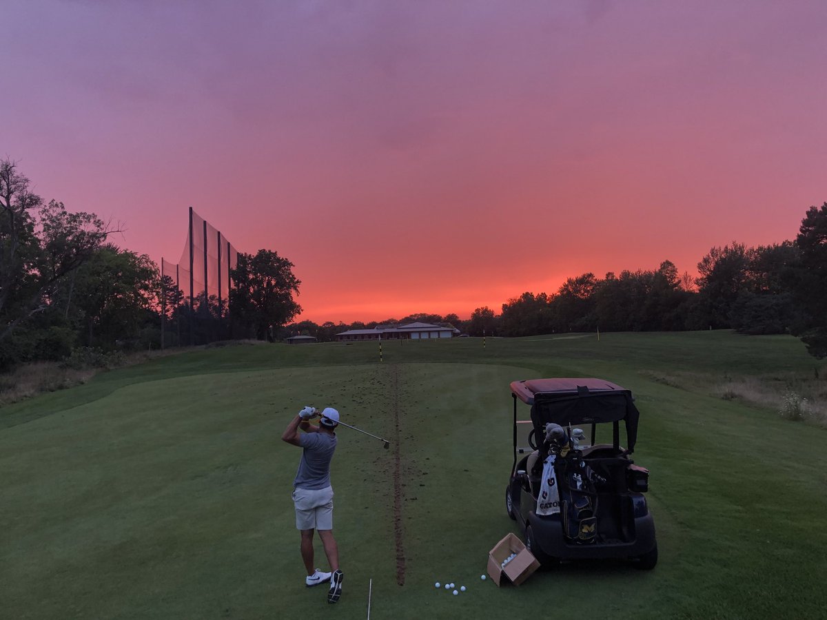 CarlsonNickJ's tweet photo. One club, two gloves, 800 balls and destroyed hands = 50 yards of a divot line and this view at the end 😍 https://t.co/EZLYCBWuLP