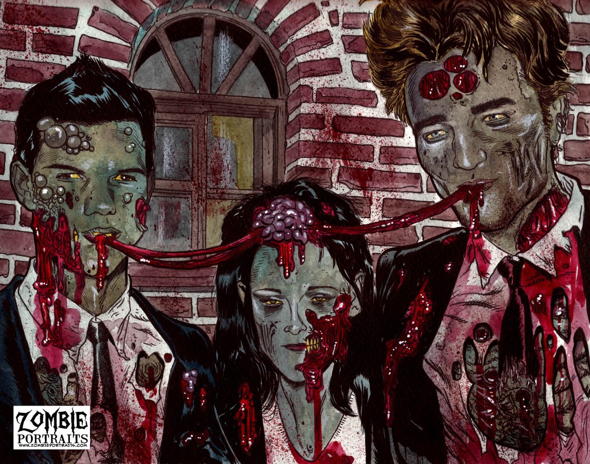 ZombiePortraits's tweet photo. CGI Werewolf, Dead Eyed Human Female and Sparkly Vampire no more! Now...Zombies! The Twilight Zombies! #ZombieArt #ZombiePortraits #ZombieDrawings #RobSacchetto #SacchettoZombieArt #vampire #werewolf #Twilight #SparklyVampire #CGI #zombie #zombies #tween #TweenHorror #scary #art https://t.co/SdR3NixlGg