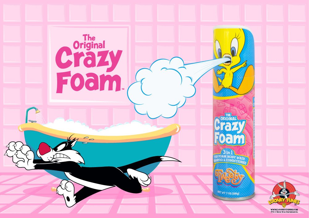 Get this week running with our Tweety Bird Crazy Foam! Whose team is your little one on – Sylvester the Cat or Tweety? #CrazyFoam