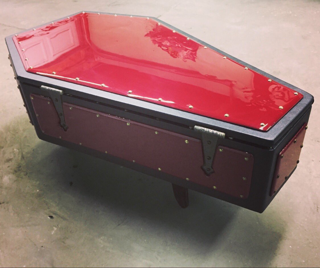 Bespoke Coffin Coffee Table by IBuildAndPaintThings of Los Angeles. $600 on Etsy. tinyurl.com/y7f96jns