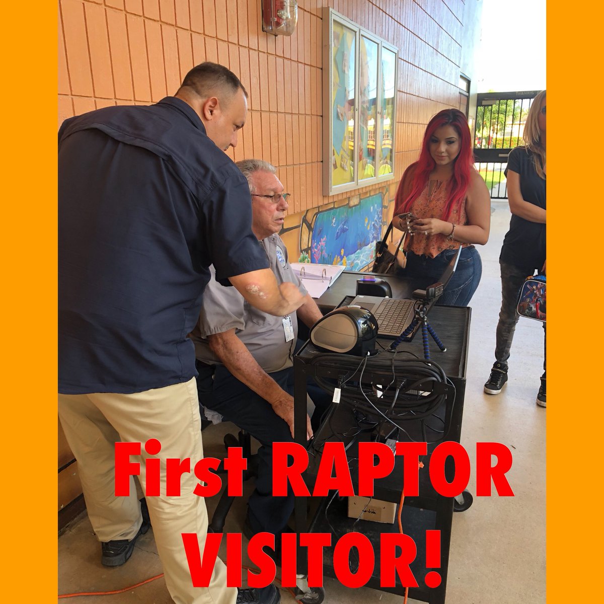 AileenVega123's tweet photo. Parents...remember to bring your ID when you come for official school business. Our RAPTOR system is up & running! #firstvisitor #sheapproved #weRallinthistogether @MiamiSup @MiamiCAO @ValtenaBrown @jldotres @edwinlopezMDSPD @CROEAcosta @CROJPACE3 @MDCPSCentral https://t.co/JkYZJf3FN6