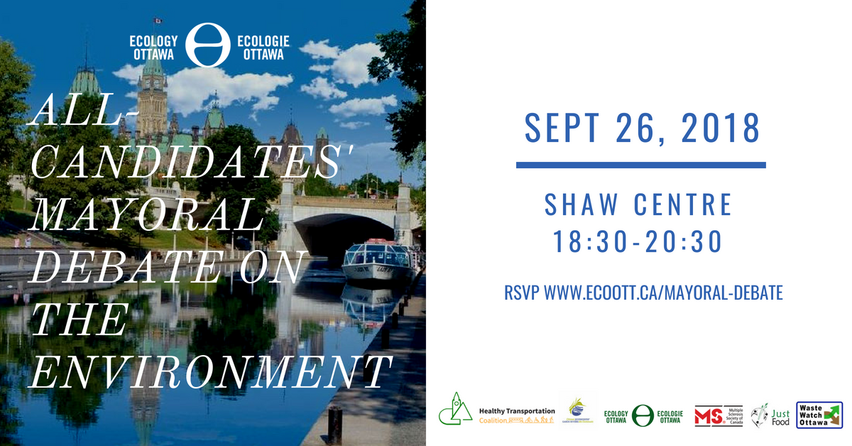 EcologyOttawa's tweet photo. Join us at the #ShawCentre on September 26th as we host the All Candidates' Mayoral Debate on the Environment! All mayoral candidates are invited, and we'll be asking questions on various municipally-focused environmental concerns.

https://t.co/4OOjPf1SMx
 
#ottvote #ottvoteeco https://t.co/vzBFGc83HZ