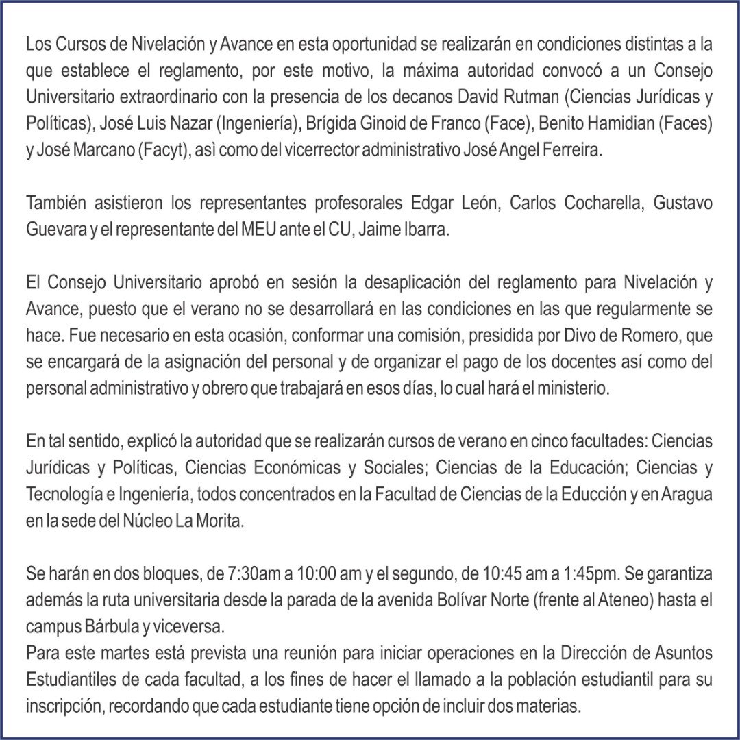 TiempoUC's tweet photo. #Atención Cursos de Nivelación y Avance inician el lunes 27 de agosto || Gestionado entre autoridades y el MEU https://t.co/eYWVrqUApr