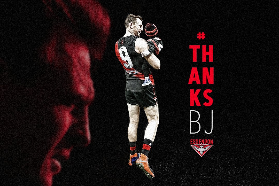 essendonfc's tweet photo. Veteran calls time in the red + black.
Statement Β» https://t.co/xMWZ5CyGFU
#ThanksBJ https://t.co/NNXBkZm9Xx