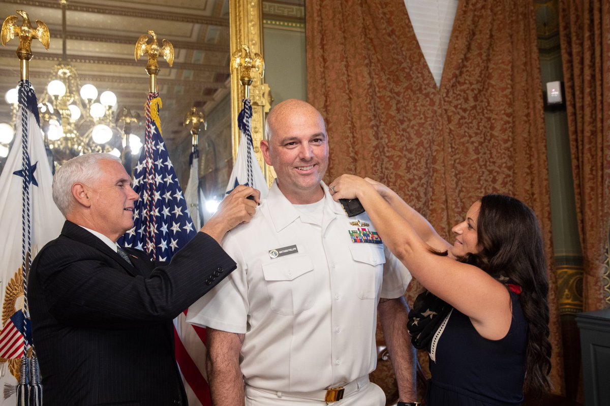 Congrats to LCDR Matt Phillips on his promotion to Commander in the <a href="/USNavy/">U.S. Navy</a> - honored to administer the oath to one of our <a href="/WhiteHouse/">The White House</a> fellows in front of his family &amp; friends. Thank you for your 15 years of service, your strength of character &amp; your example of humility, Matt.