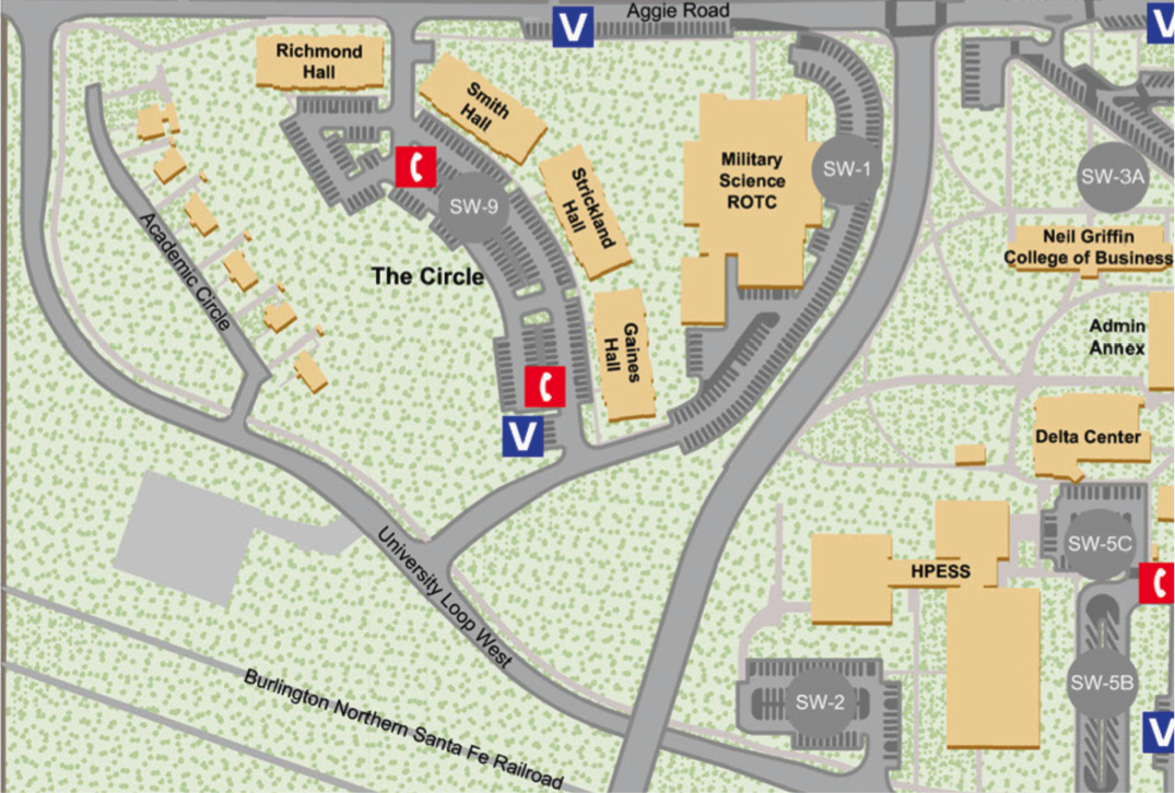 Over 100 commuter parking spaces are available in the SW-1 parking lot by Military Science/ROTC.  This parking lot on the west side of campus is often overlooked but is easily accessible from both north and south via University Loop.
