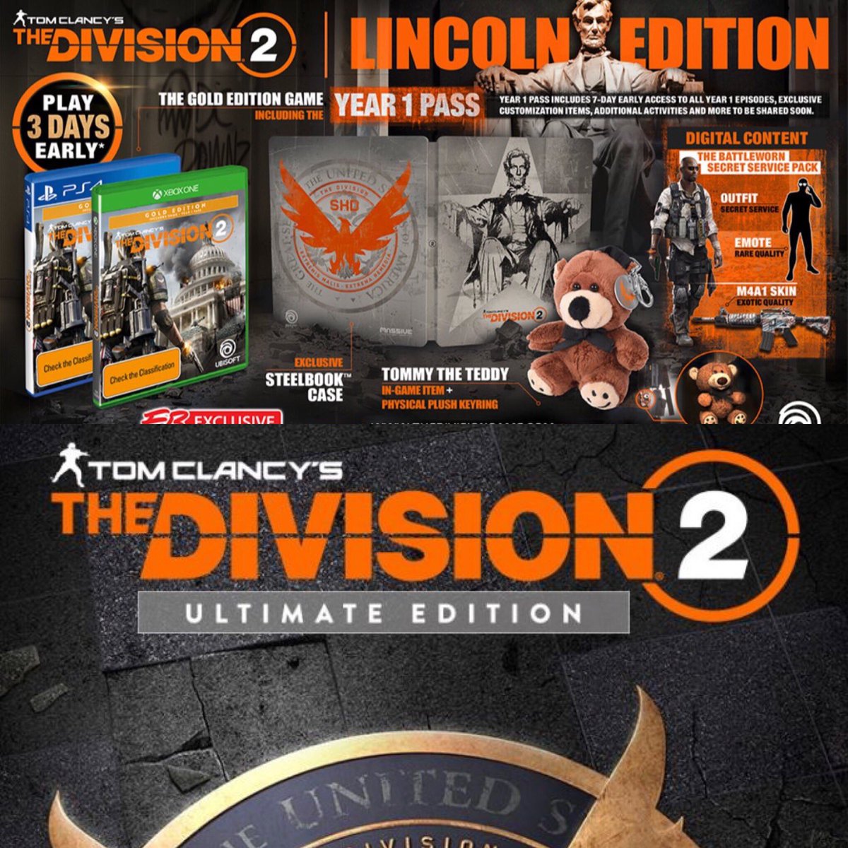 Thedivisionanz Lincoln Edition Exclusive To Eb Games Ultimate Edition Digital Only Year 1 Pass Included Phoenix Shield Edition Ubisoft Store Exclusive Dark Zone Edition Available Everywhere T Co Uzlkm5zjsg