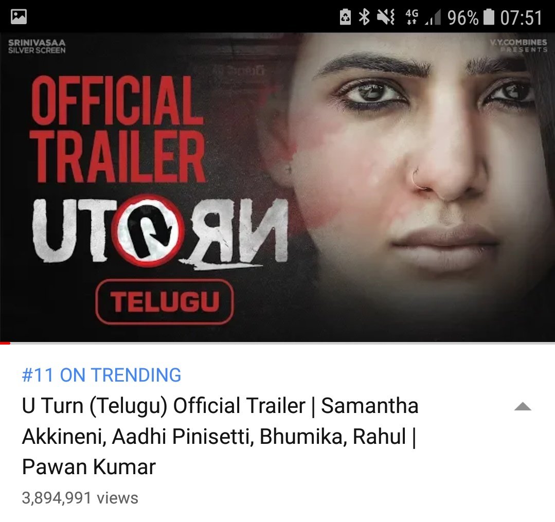 SeethaRmMallela's tweet photo. #UTurnTrailer Hits 5.90 Million Views &amp; Close to 6M Very Soon..

#Tamil ▶️ https://t.co/p3Mfi2VRix

#Telugu ▶️ https://t.co/EcYAWapVbS 

@Samanthaprabhu2 @AadhiOfficial @23_rahulr @pawanfilms @UrsVamsiShekar @SamanthaOfflll 

#UTurnTheMovie #UTurnonSept13 https://t.co/iEQuiwRuWg