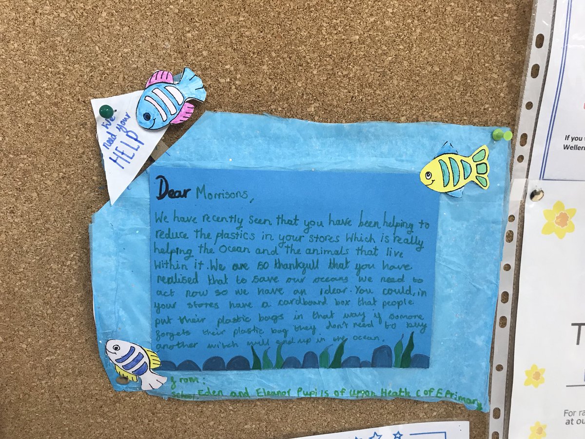 Was lovely to see E.M.’s letter to to @Morrisons  on the community notice board. Will our local Chester store take on board and of her suggestions to reduce single use plastic? #elmuhps #PlasticFreeChester