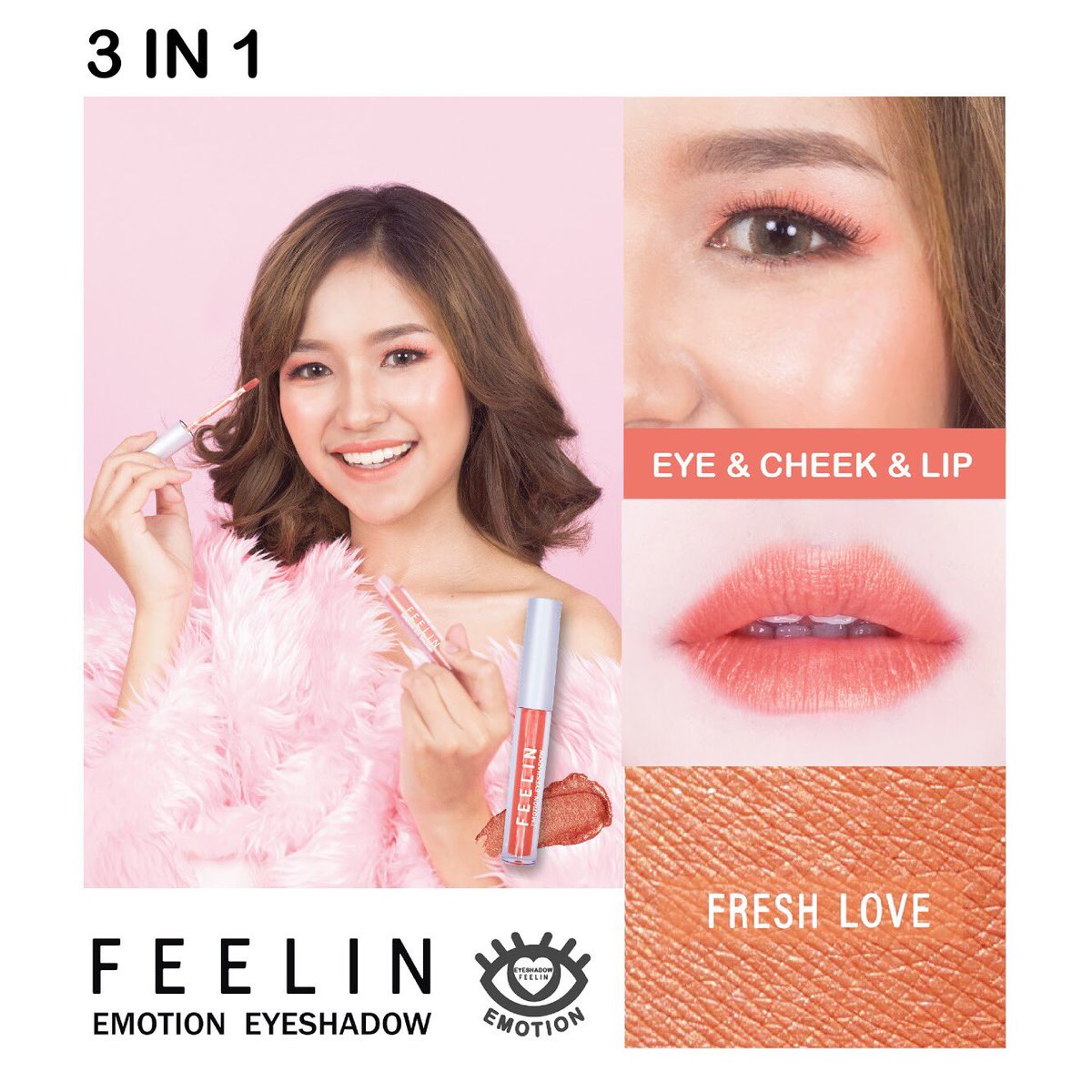 feelincosmetics's tweet photo. 💕Emotion eyeshadow💕 5 color
By Feelin อายแชโดว์ลิคคิว 3 in1  
💗ทาตา แก้ม และ ปาก สวยจบในแท่งเดียว
💗ทาเข้มก็แซ่บ ทาบางก็สวยน่ารักสดใส  
💗เนื้อละมุน สีชัด ติดทนกันน้ำกันเหงื่อ สวยตลอดทั้งวัน 
💗มีวิตามิน อี ช่วยบำรุงความชุ่มชื่นและอ่อนโยนต่อผิว 
#eyeshadow #อายแชโดว์ #3in1 https://t.co/65M2yMP83d