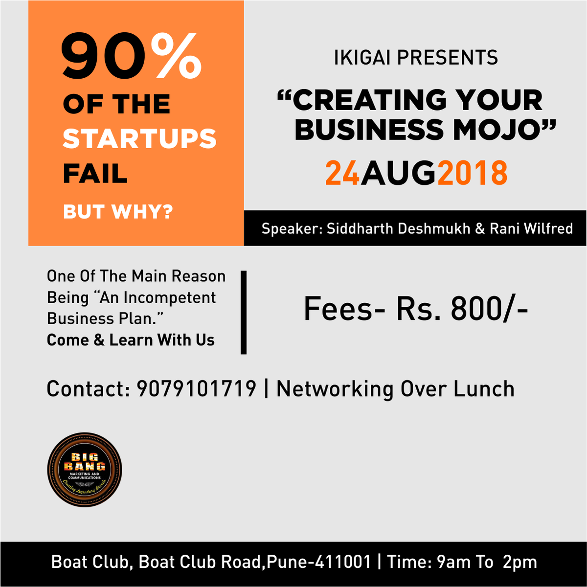 bbmc_consultant's tweet photo. “90% of the startups fail 
One of the main reason being "An incompetent Business Plan"
Come and learn with us”
#Entrepreneurship #Womenentrepreneurs #businessSeminar #Mentoring #BigBangMarketingandCommunications #IKIGAI #Pune 
To Register, Click now
https://t.co/EftZ2wMUwf https://t.co/f8BNFVCGkS