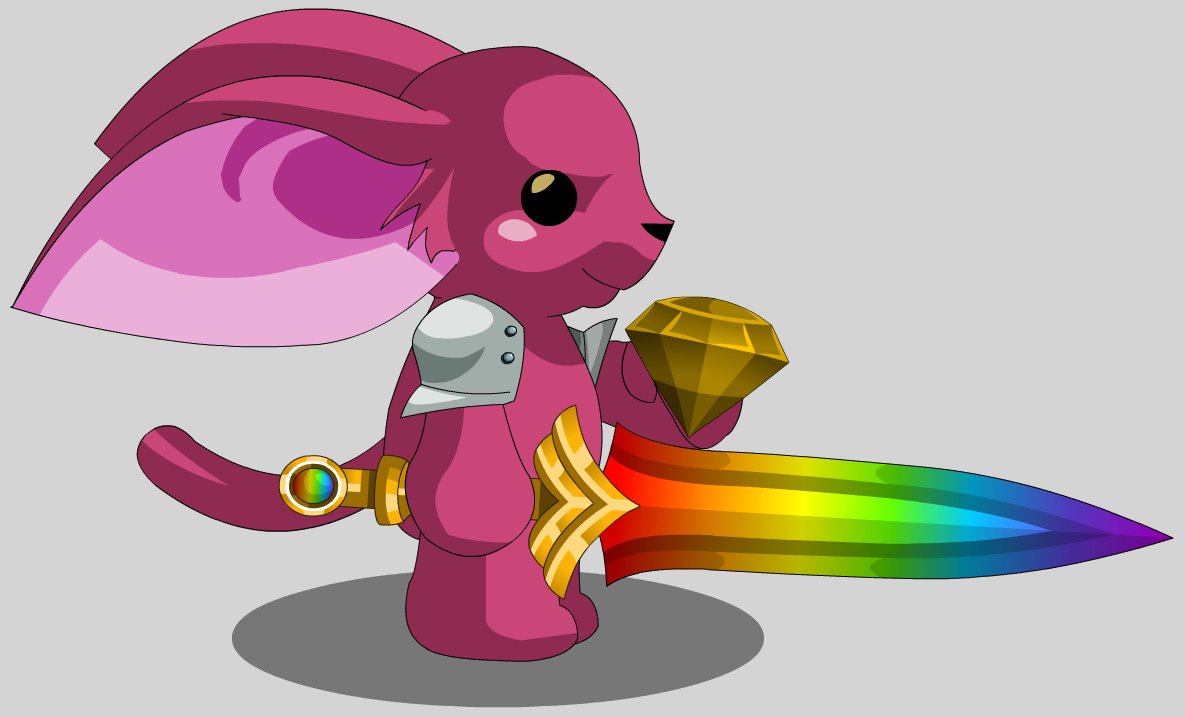 Occavatra's tweet photo. This cheerful moglin had walked down the mystical road to search for tranquility before he moved to Falconreach from his hometown in the Fairglade Region. Sadly, he only traveled far enough to claim this sword. #moglinlovers #DragonFable https://t.co/K3cIUkkng2