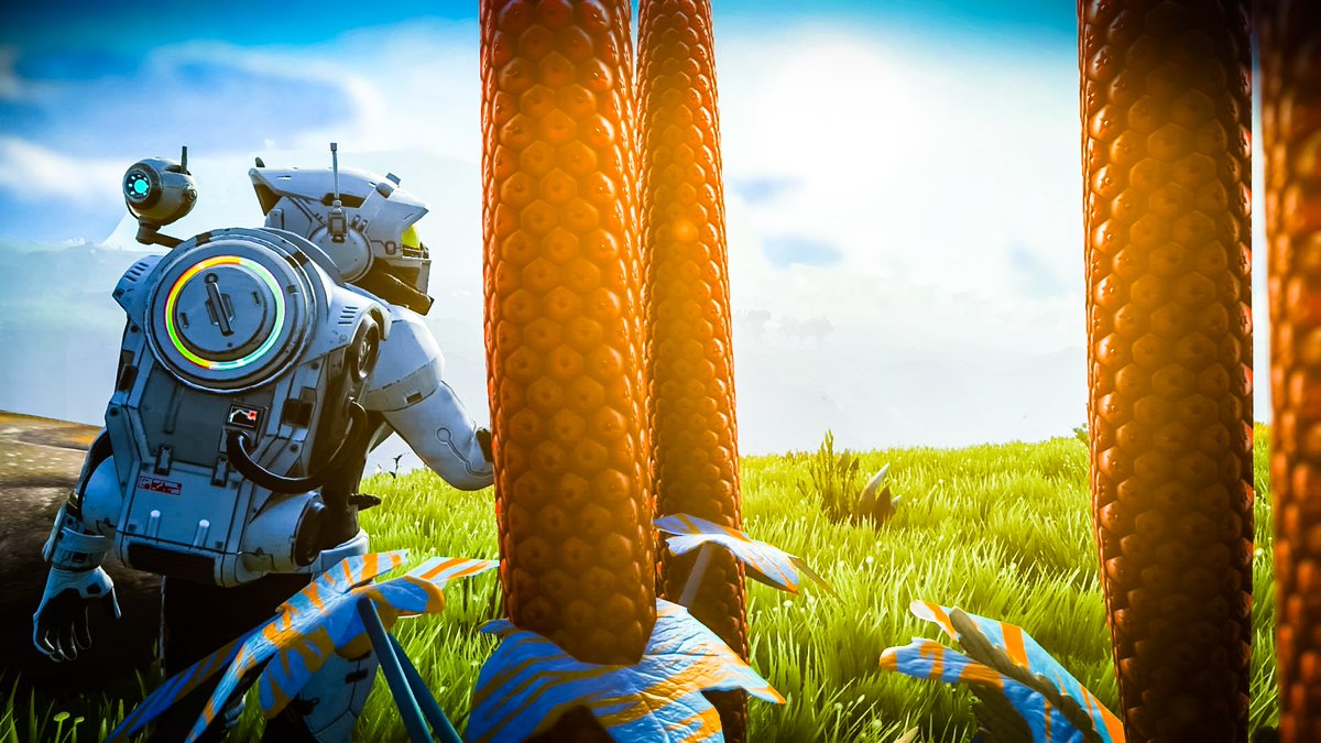 SweetG4ming's tweet photo. A beautiful earth-like paradise!  Great views and mountain ranges!  I love this game and I am claiming so many planets now haha!  Going to continue base building A LOT!!!  #NoMansSkyNEXT #NoMansSky @hellogames @NoMansSky  Check out my base builds here! --> https://t.co/luzzgOH97P https://t.co/I8xPBfD2no