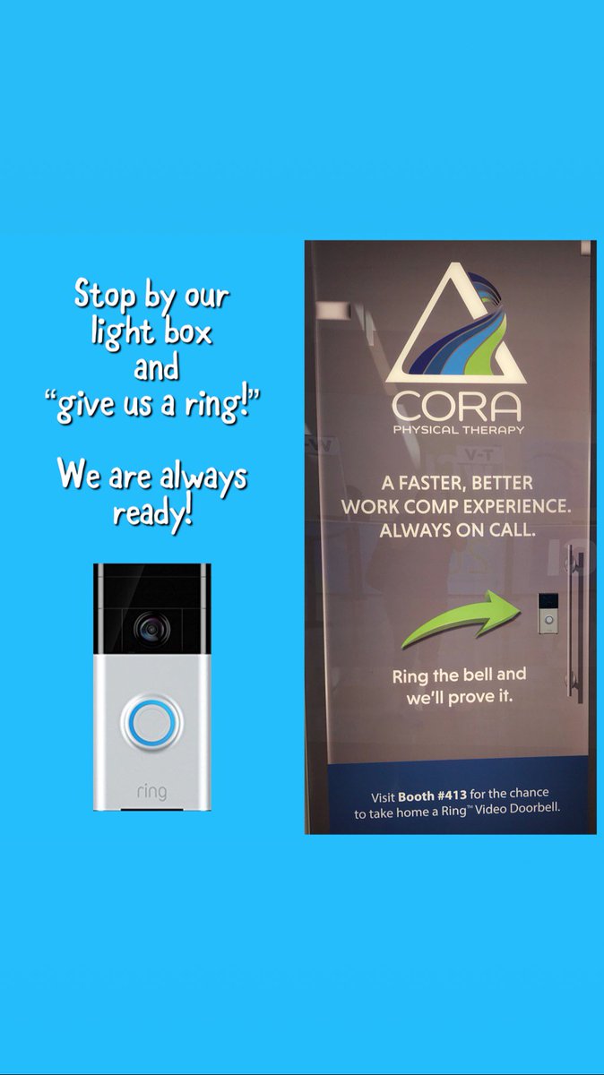 CORAPTherapy's tweet image. #WCI2018 attendees, want to take home a RING Doorbell? 
Ring our bell and we’ll tell you how! 💚💙
#CORApt
#WorkTracks