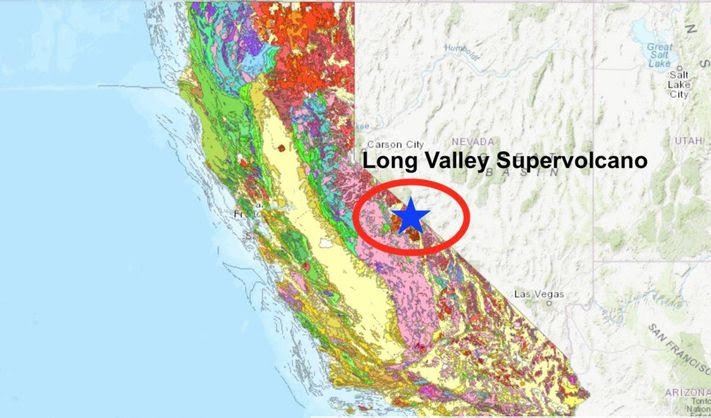 Rezboots's tweet photo. Long Valley Caldera Super Volcano in Middle California is basically a cousin of Yellowstone Super Volcano. https://t.co/IbTvOOPR2W
