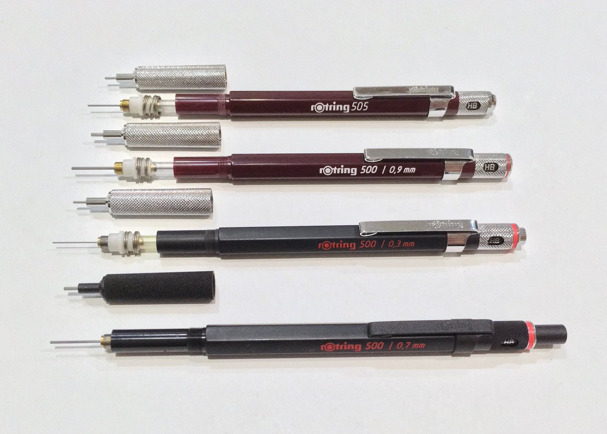rOtring 500 comparison: the first 3 versions from 1985 to ~1990