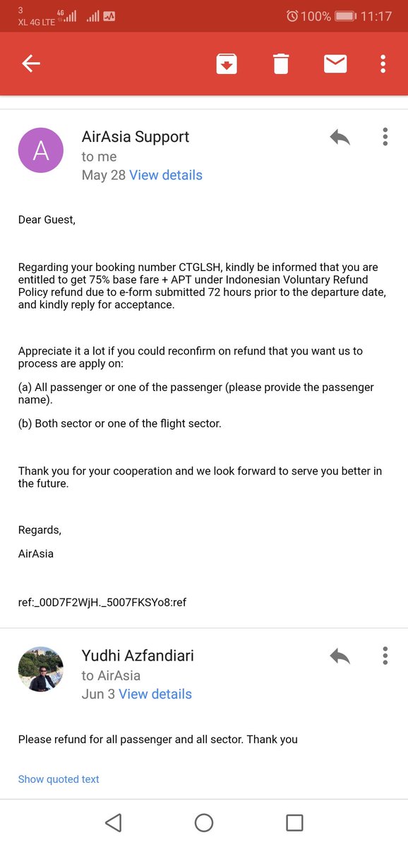 Yud_Az's tweet image. Day+1 with no response for complaint ID:03873685. Used to be fast and responsive this @AirAsia_indo @AirAsia but service getting suck. Email attached as proof for more than 2 months with no solutions