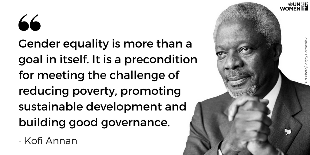 UN_Women's tweet photo. #TuesdayThoughts from our former SG @KofiAnnan who recently passed away. He was a gender equality advocate who fought fiercely for human rights. #RIP https://t.co/Ycgpd7vsAT