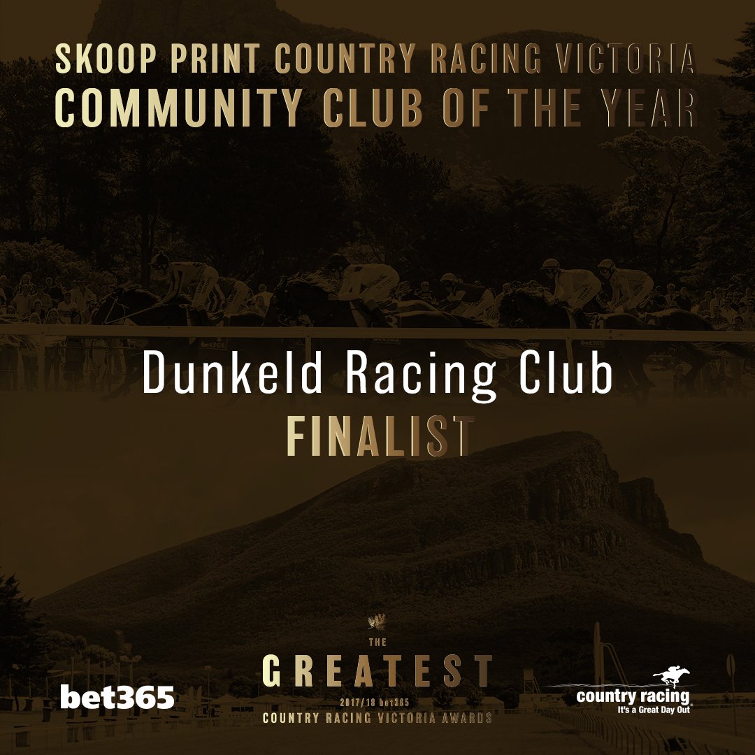 The next club nominated for the SKOOP Print Community Club of the Year Award is the iconic Dunkeld Racing Club, who tied for the Club of the Year in 2015/16 and has twice won Event of the Year in recent memory #TheGreatest #CRVAwards #CountryRacing