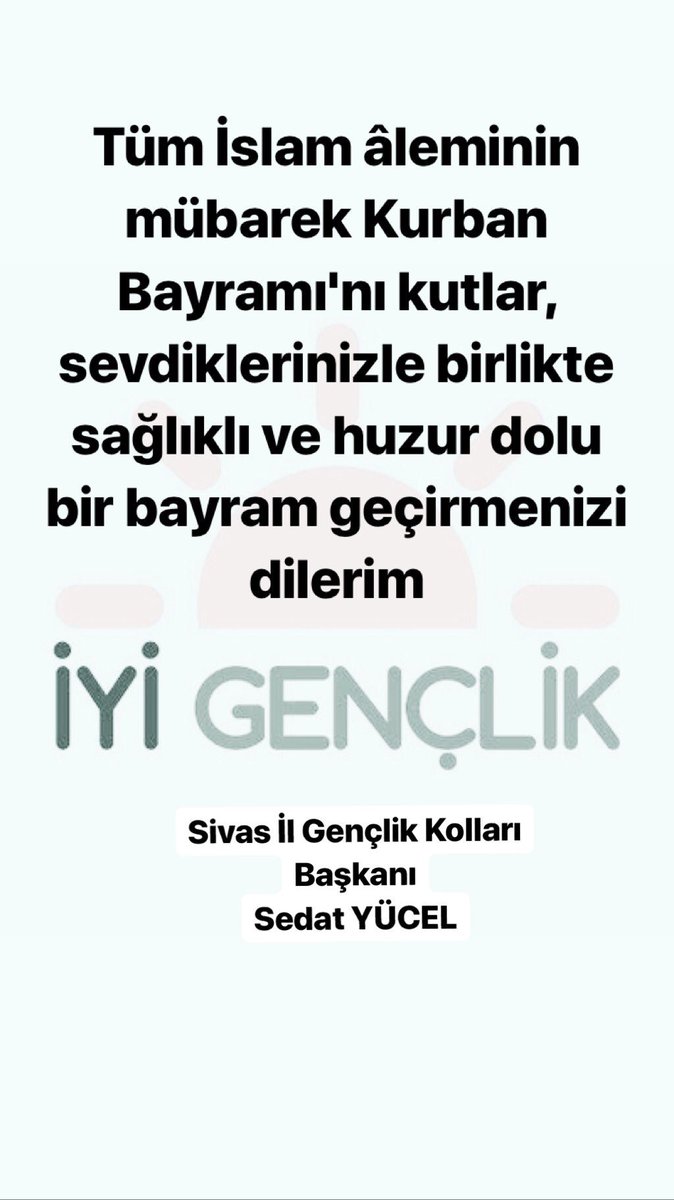 Tüm İslam âleminin mübarek Kurban Bayramı'nı kutlar, sevdiklerinizle birlikte sağlıklı ve huzur dolu bir bayram geçirmenizi  dilerim... <a href="/SedatYucl/">Sedat</a>
