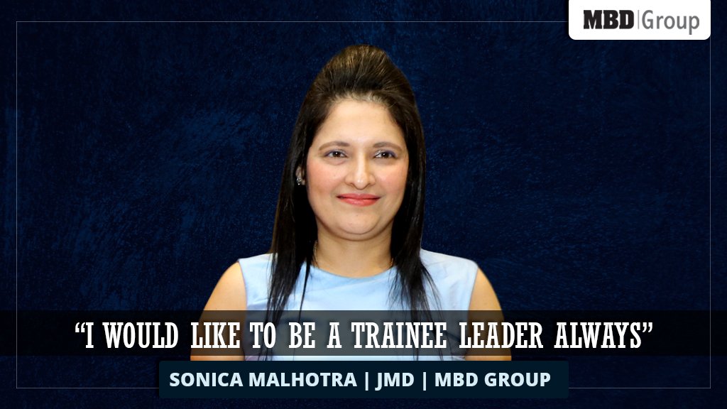 MBDGroupDelhi's tweet photo. Sonica Malhotra is the Joint Managing Director of #MBDGroup. Her take on dealing with disruption, getting oneself up to speed, multi-tasking, and employee engagement is commendable. To know her 'Management Mantra' read here https://t.co/P50I6zamae https://t.co/4O521hoaFX