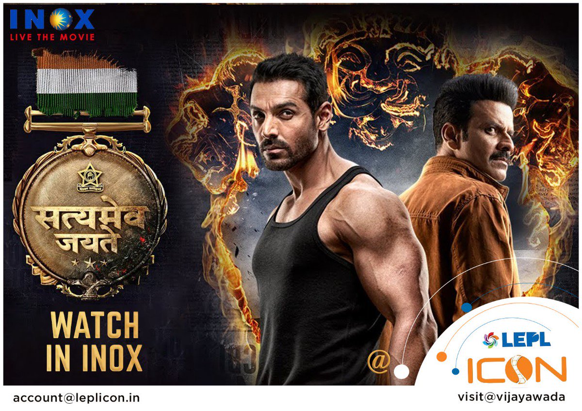 lepliconvja's tweet photo. Watch #JohnAbraham Latest Movie #Sathyamevajayate at #LEPLINOX in @lepliconvja #Vijayawada, India.
#moviemasti https://t.co/Kwn70W2e8y