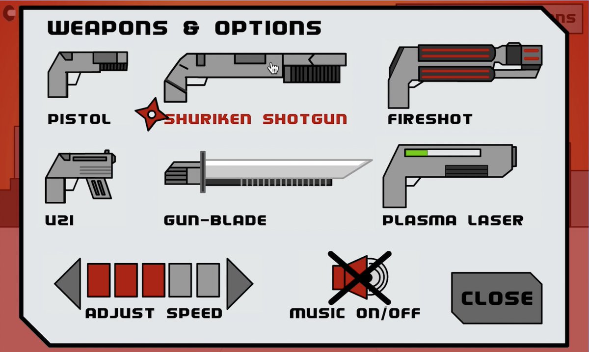 mrkenz0's tweet image. Reminiscing on unfinished #GameDev. Circa 2010. Flash vector art with code written in #ActionScript3. A fun time creating Evil Mech Bosses and various weapon options. My favorites were the Plasma Blaster and #Shuriken Shotgun. Looking to rebuild/finish this game using #Unity3D.