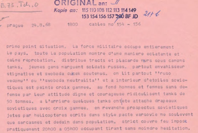 Dodis's tweet photo. Impressions de l'#occupation de #Prague données par l'ambassadeur #Suisse en #Tchécoslovaquie, Samuel F. Campiche, le 24 août 1968: «Toute la population montre d'une manière éclatante et calme réprobation»: https://t.co/l16k579dIo #histCH #invaze1968 (cf. https://t.co/pmPZvQ7fk1) https://t.co/RLuTdGUMPQ