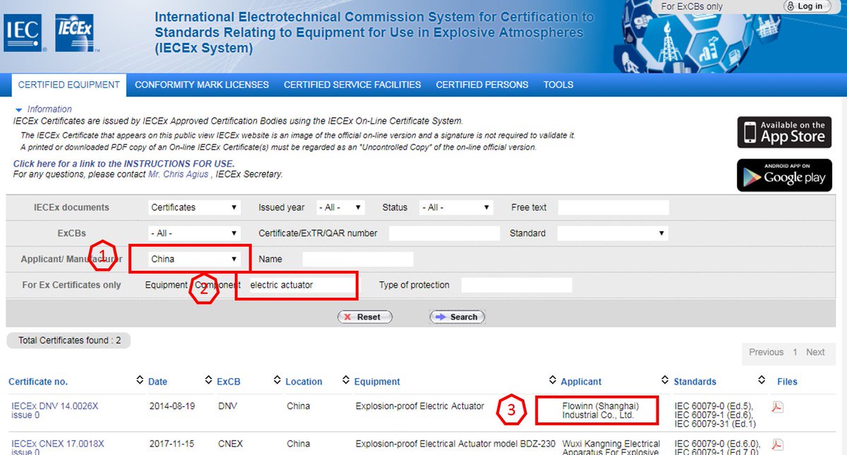 iecex.iec.ch is a useful website, where you can find whose/which goods have the #IECEx certificate in which country. #supplier #Hazardous #explosionproof