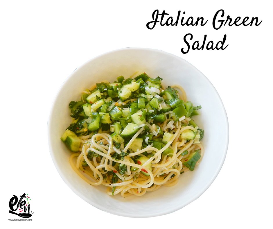 haveyoueten's tweet photo. One of our favourite salad's to indulge in - The Italian Green Salad is a bowl of crunchy greens, al-dente cooked spaghetti &amp; mixed herbs with a fresh lime dressing. Perfectly lite on the stomach for a busy weekday lunch. 
.
.
.
.
#haveyoueten #etensalads #italiansalad #spaghetti https://t.co/qFZJpV6kLn