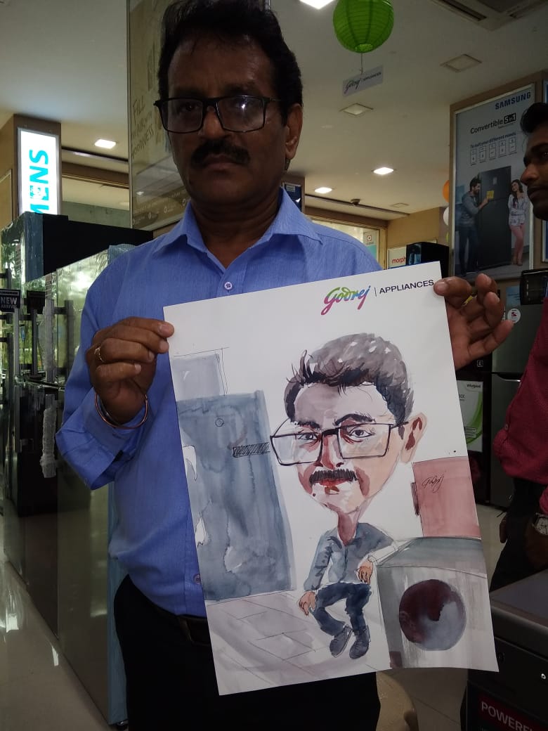 Independence Day celebrated with Caricature art in Godrej Appliances stores in Mumbai