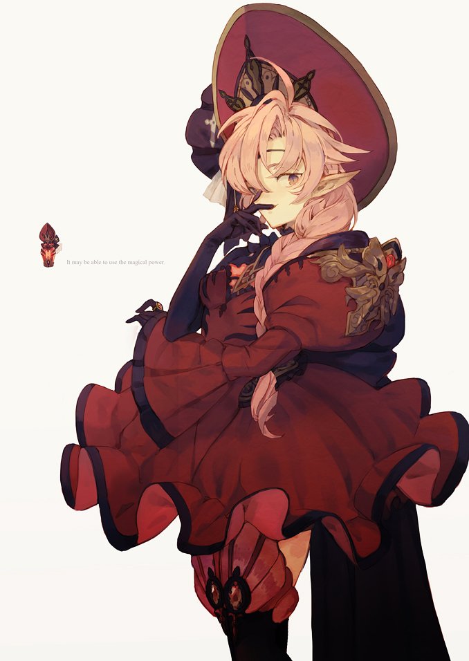 pink hair gloves solo pointy ears dress black gloves braid  illustration images
