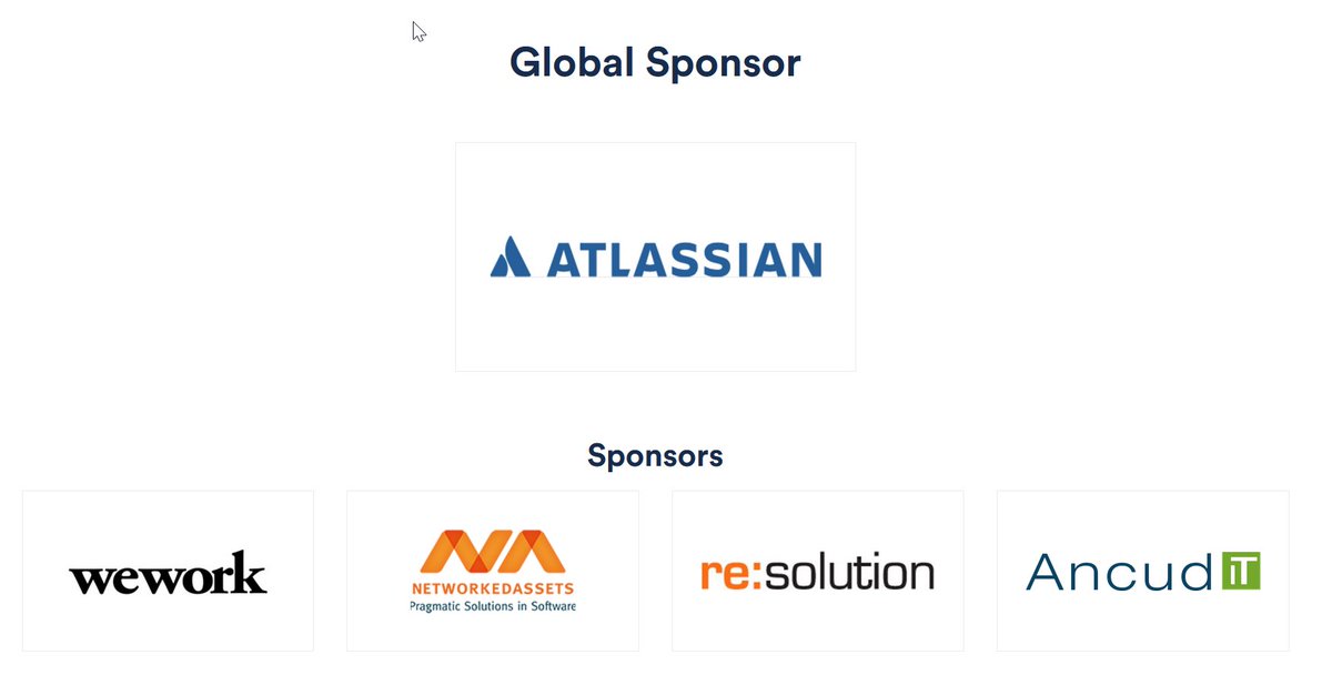 Atlassian Community Berlin/Brandenburg (@acbebb) on Twitter photo A shoutout and Thank YOU! to our sponsors! <a href="/Atlassian/">Atlassian</a> <a href="/WeWork/">WeWork</a>, <a href="/resolutiongmbh/">resolution GmbH</a> <a href="/NetworkedAssets/">NetworkedAssets</a> <a href="/Ancud_IT/">Ancud IT-Beratung</a> See you on Thrusday! RSVP! buff.ly/2OK2W1z A shoutout and Thank YOU! to our sponsors! <a href="/Atlassian/">Atlassian</a> <a href="/WeWork/">WeWork</a>, <a href="/resolutiongmbh/">resolution GmbH</a> <a href="/NetworkedAssets/">NetworkedAssets</a> <a href="/Ancud_IT/">Ancud IT-Beratung</a> See you on Thrusday! RSVP! buff.ly/2OK2W1z